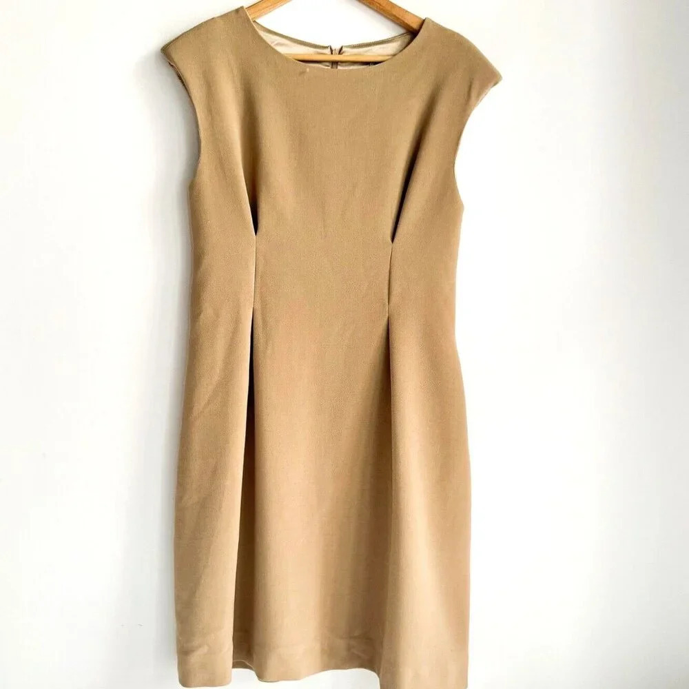 Queen of Hearts Camel Beige Classic Sleeveless SHeath Midi Dress 3